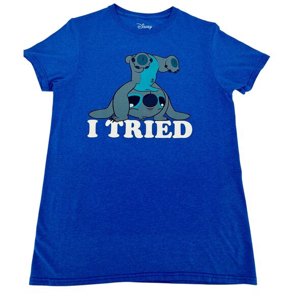 Disney Lilo And Stitch I Tried Blue T Shirt Small - Picture 1 of 4